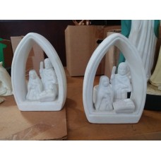 Statue - 10cm Ceramic Holy Family Candle Holder White